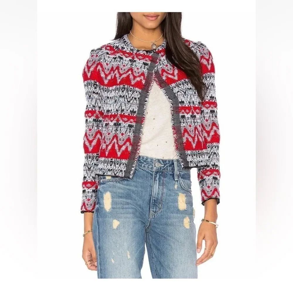 IRO Women's Red and Black Patterned Jacket, S - Picture 3 of 7